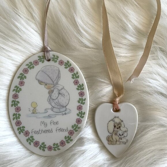 VINTAGE PRECIOUS MOMENTS PORCELAIN ORNAMENT BUNDLE RARE FIND - Picture 1 of 8